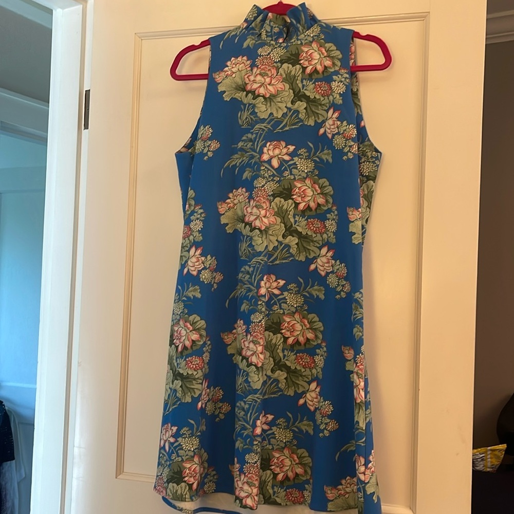 Tuckernuck Blue Floral Sleeveless A-Line Dress